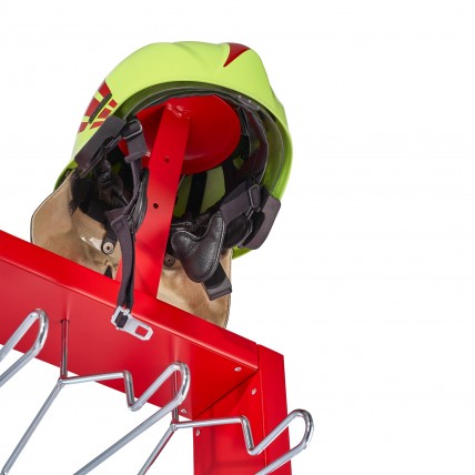 Mobile Feuerwehrgarderobe VELO mit Helmhaltern und Edelstahlbügeln | rotstahl®