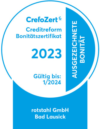 Crefo-Zert 2023 für rotstahl GmbH