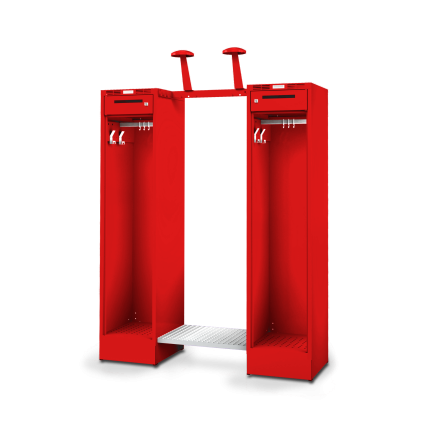 Feuerwehrgarderobe PROFLEX in Feuerrot | rotstahl Feuerwehrgarderobe PROFLEX in Feuerrot | rotstahl