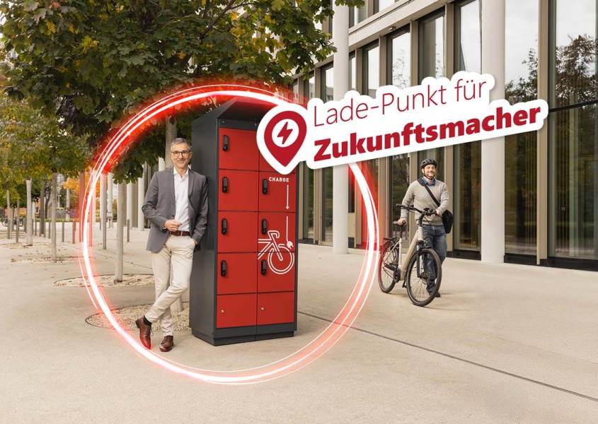 E-Bike Ladestation Kampagnenbild Unternehmen | rotstahl